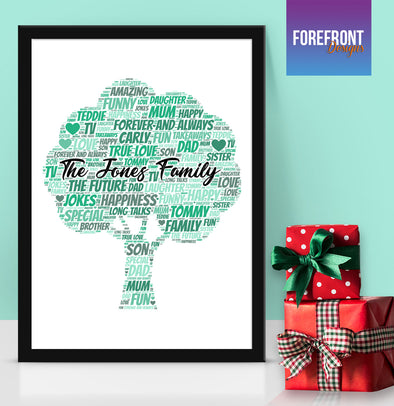 Personalised Family tree word art print - Forefrontdesigns