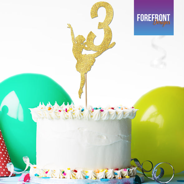 Personalised BALLERINA/DANCER Birthday glitter cake topper - Any wording/details - Forefrontdesigns
