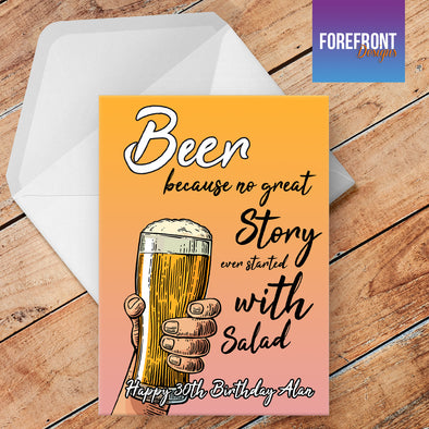 'Beer, no great story' Personalised Greeting card - Forefrontdesigns