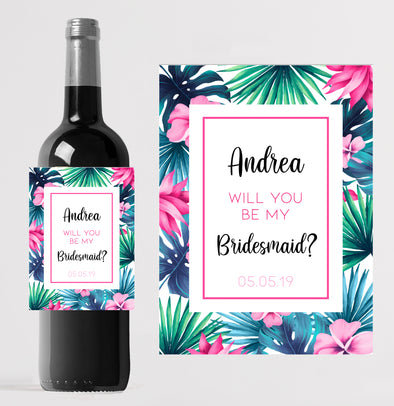 Personalised Bridesmaid/Maid of honour wedding favour bottle label - Forefrontdesigns