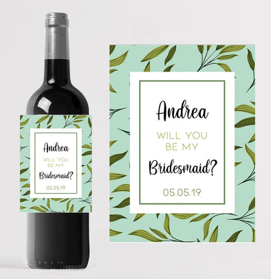 Personalised Bridesmaid/Maid of honour wedding favour bottle label - Forefrontdesigns