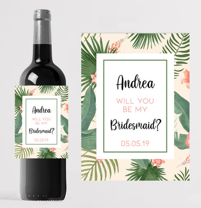 Personalised Bridesmaid/Maid of honour wedding favour bottle label - Forefrontdesigns