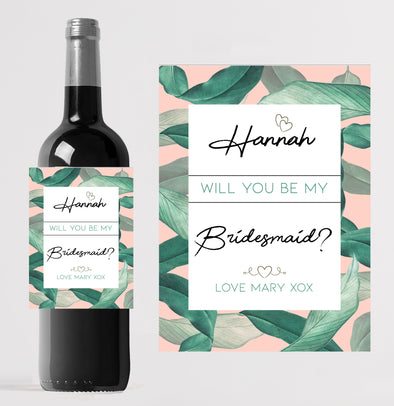 Personalised Bridesmaid/Maid of honour wedding favour bottle label - Forefrontdesigns