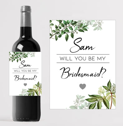 Personalised Bridesmaid/Maid of honour wedding favour bottle label - Forefrontdesigns