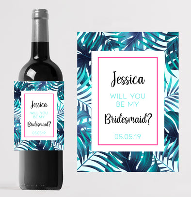 Personalised Bridesmaid/Maid of honour wedding favour bottle label - Forefrontdesigns