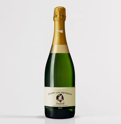 Personalised PHOTO champagne bottle label - Forefrontdesigns