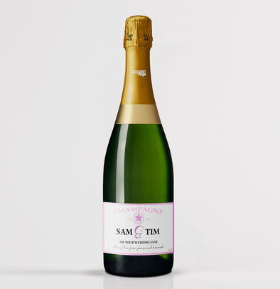 Personalised wedding champagne bottle label - Forefrontdesigns