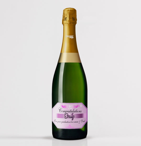 Personalised pink champagne bottle label - Forefrontdesigns