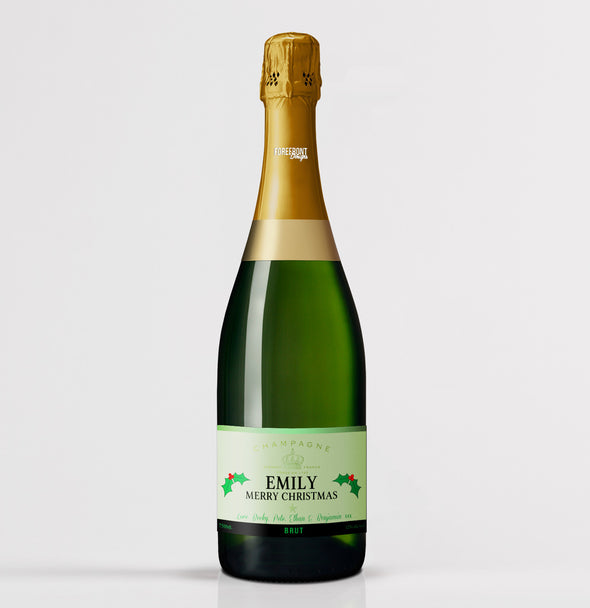 Personalised christmas champagne bottle label - Forefrontdesigns