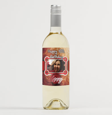 Personalised birthday PHOTO wine bottle label - Forefrontdesigns