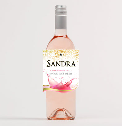 Personalised rose wine bottle label - Forefrontdesigns