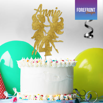 Personalised FAIRY Birthday Custom glitter cake topper - Any wording/age - Forefrontdesigns