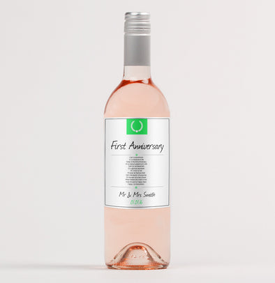 Personalised first anniversary wine bottle label - Forefrontdesigns