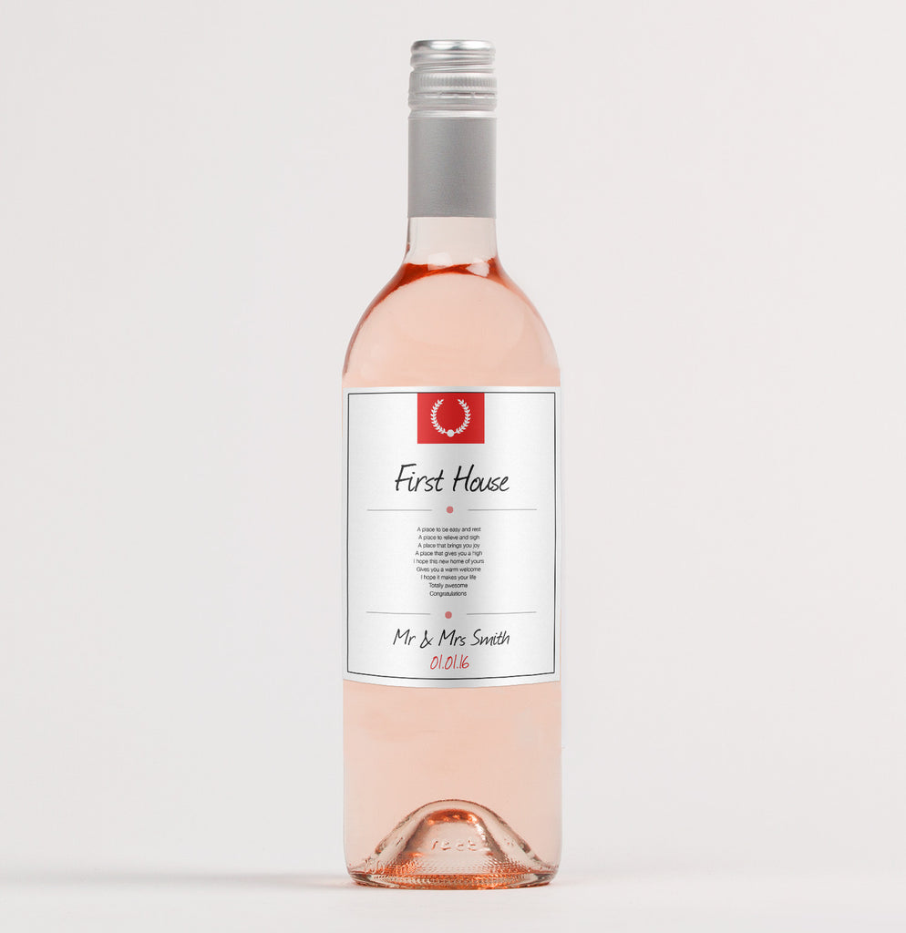 Personalised first house/new house wine bottle label
