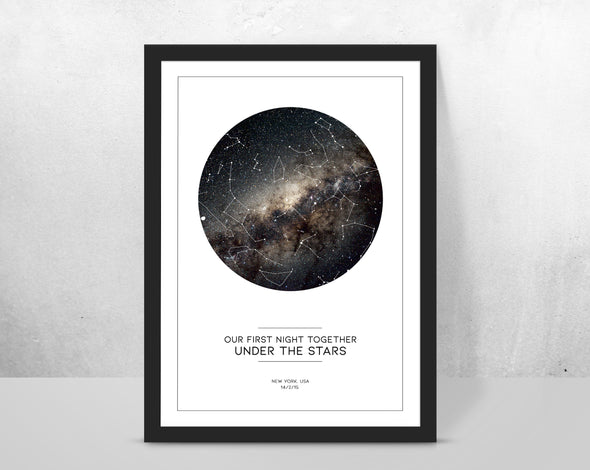 Personalised star map/sky constellation print - Our first night together - Forefrontdesigns