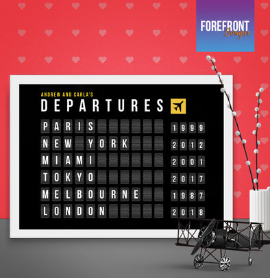 Personalised Flight departure board print - Forefrontdesigns