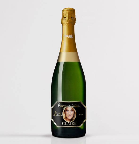 Personalised PHOTO graduation champagne/prosecco bottle label - Forefrontdesigns