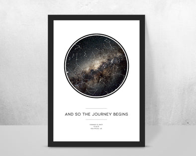 Personalised star map/sky constellation print - Our journey begins - Forefrontdesigns