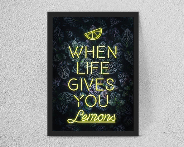 Personalised WHEN LIFE GIVES YOU LEMONS Custom Quote Neon print - Homeware/Office art/decor - Forefrontdesigns