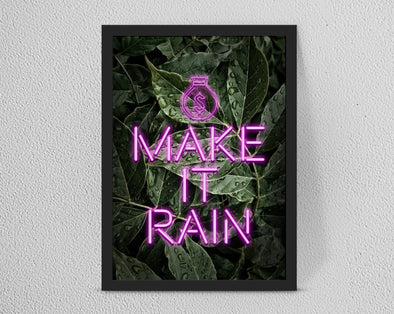 Personalised MAKE IT RAIN Custom Quote Neon art print - Homeware/Office art/decor - Forefrontdesigns