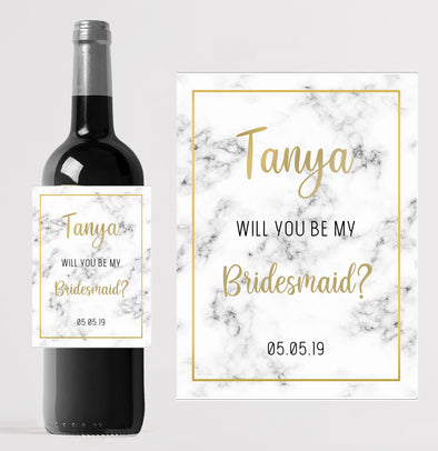 Personalised Bridesmaid/Maid of honour wedding favour bottle label - Forefrontdesigns