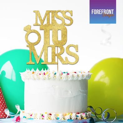 Personalised MISS TO MRS Wedding glitter cake topper - Any wording/details - Forefrontdesigns