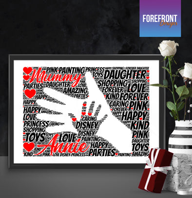 Personalised Mother's day hand word art print - Forefrontdesigns