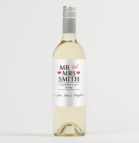 Mr & Mrs personalised wine bottle label - Forefrontdesigns