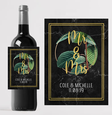 Personalised MR & MRS Couple wedding bottle label - Forefrontdesigns