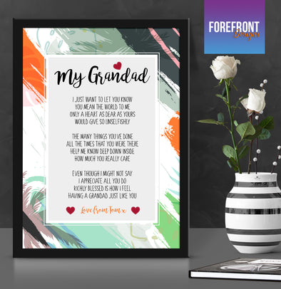 Personalised 'My Grandad' Poem print - Ideal Father's day gift/dad present - Forefrontdesigns