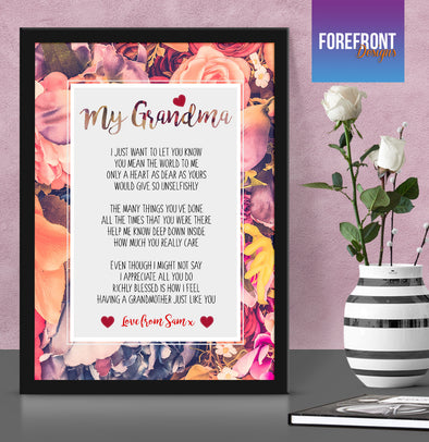 Personalised 'My Grandma' Poem print - Ideal Mother's day gift/mum present - Forefrontdesigns
