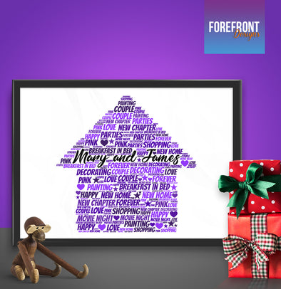 Personalised New home word art print - Forefrontdesigns