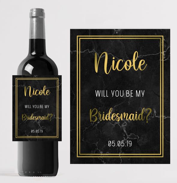 Personalised Bridesmaid/Maid of honour wedding favour bottle label - Forefrontdesigns