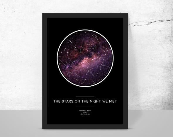 Personalised star map/sky constellation print - The stars on the night we met