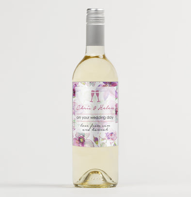 Personalised wedding wine bottle label - Forefrontdesigns