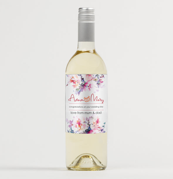 Personalised wedding wine bottle label - Forefrontdesigns