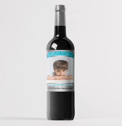 Personalised 'Our child might be the reason you drink' PHOTO funny/spoof wine bottle label - Forefrontdesigns