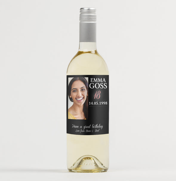 Personalised PHOTO 18th/21st/30th/40th/50th/60th birthday wine bottle label - Forefrontdesigns