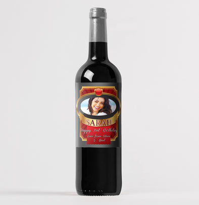 Personalised PHOTO birthday wine bottle label - Forefrontdesigns