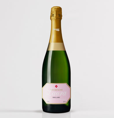 Personalised pink birthday champagne bottle label - Forefrontdesigns