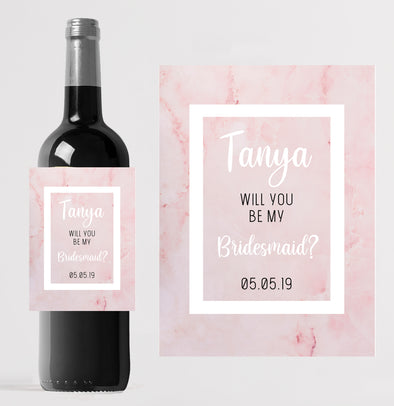 Personalised Bridesmaid/Maid of honour wedding favour bottle label - Forefrontdesigns