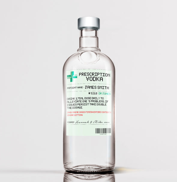 Personalised prescription vodka bottle label - Forefrontdesigns