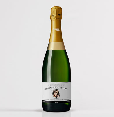 Personalised birthday PHOTO prosecco bottle label - Forefrontdesigns