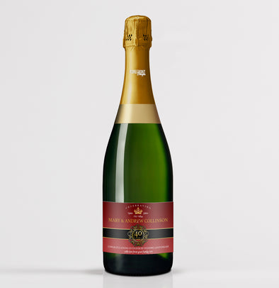 Personalised Ruby 40th Anniversary champagne bottle label - Forefrontdesigns