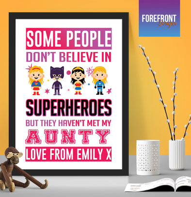 Personalised Superhero Aunty/Auntie / Mother's day day print - Forefrontdesigns