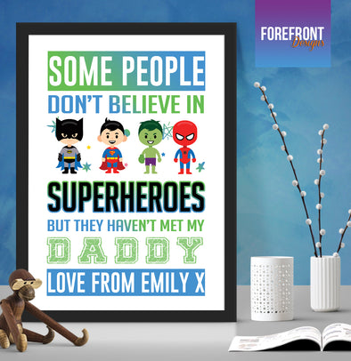 Personalised Superhero Daddy / Father's day print - Forefrontdesigns