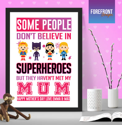 Personalised Superhero Mummy/Mum / Mother's day day print - Forefrontdesigns