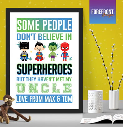 Personalised Superhero Uncle - Father's day print - Forefrontdesigns