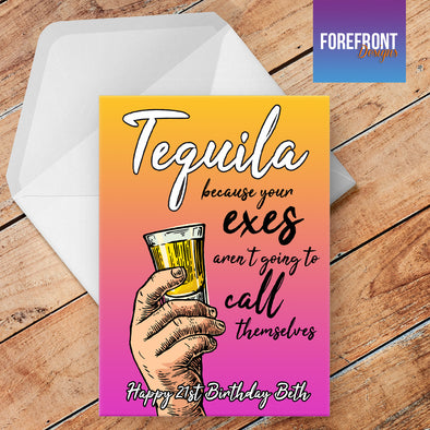 Funny 'Tequila' Personalised Greeting card - Forefrontdesigns