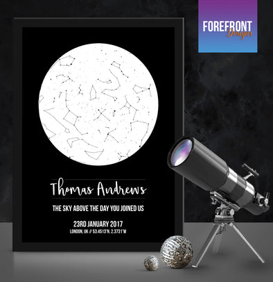 Personalised star map/sky constellation - Forefrontdesigns